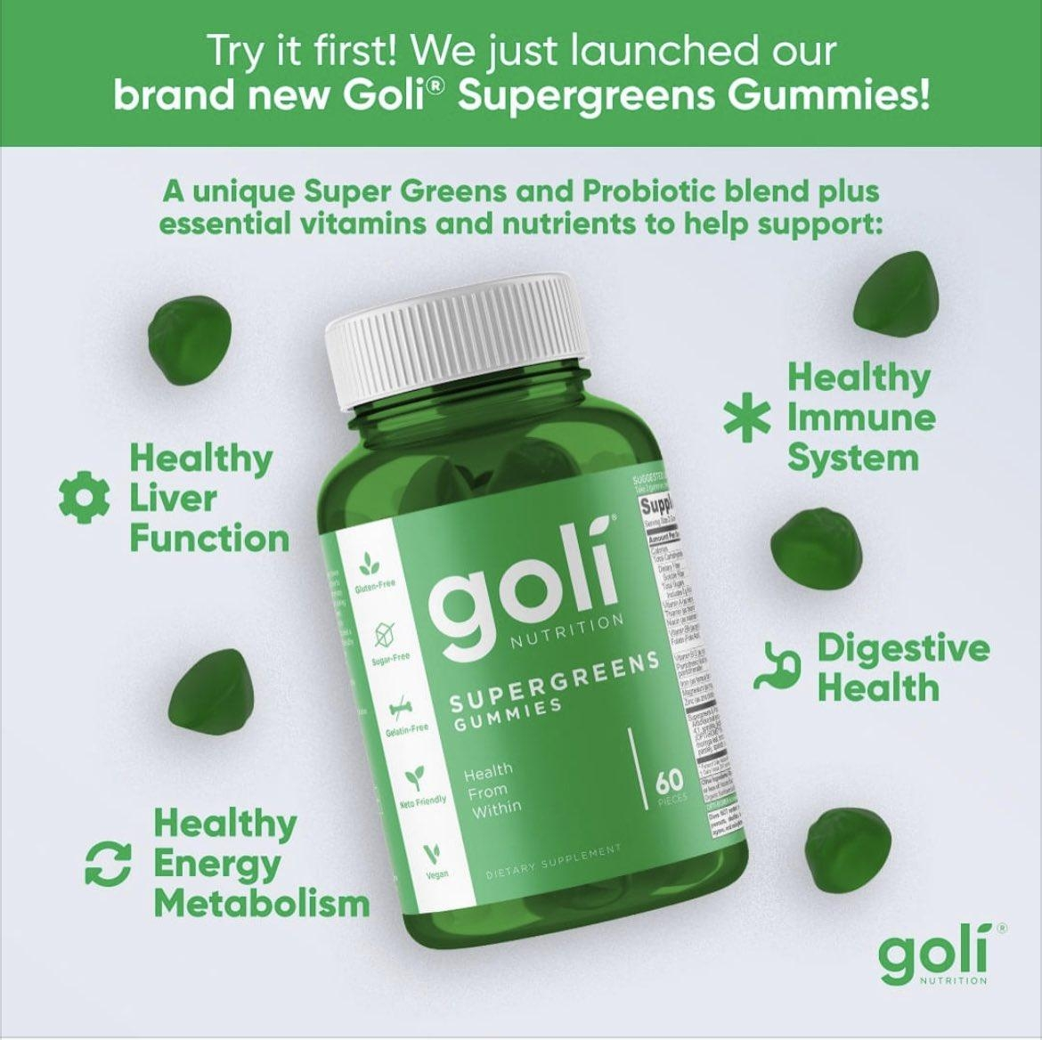 Goli Supergreens Gummies ACV Ashwagandha Superfruits 60x Gummies Choose Bottle