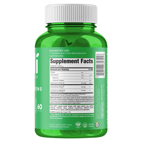 Goli Supergreens Gummies ACV Ashwagandha Superfruits 60x Gummies Choose Bottle