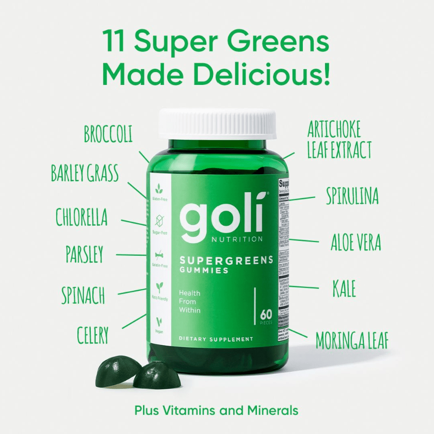 Goli Supergreens Gummies ACV Ashwagandha Superfruits 60x Gummies Choose Bottle